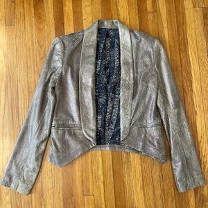 Kelly Wearstler Leather Jacket - Metallic Copper Gold Crackled Leather
